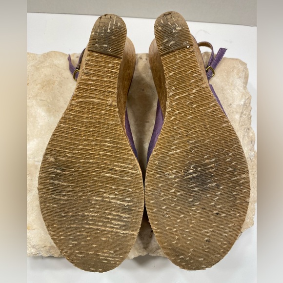 CL Ilena-2 Lavender Cork Wedge Platform Slingback Peep Toe Heels Sz 9.5 M - Picture 10 of 12
